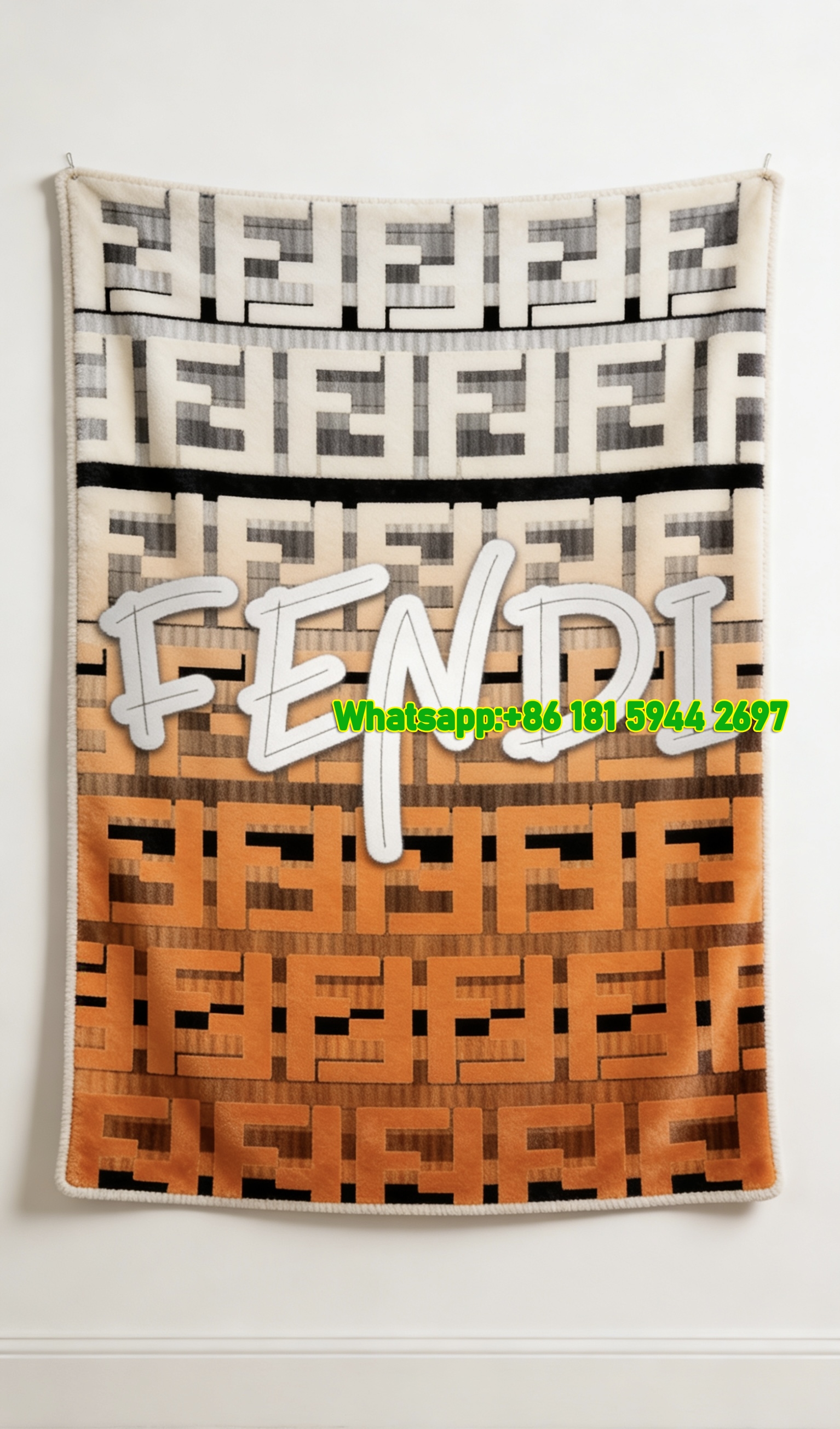 Fendi Gradient FF Monogram Flannel Sofa Throw Blanket IMG_9439